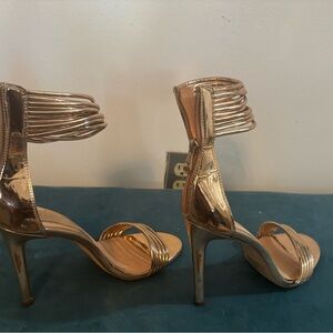 Elegant Gold Strappy Heels